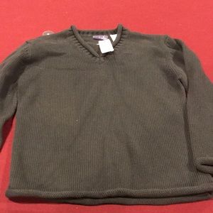 Boys Classic Hunter Green V-Neck Sweater